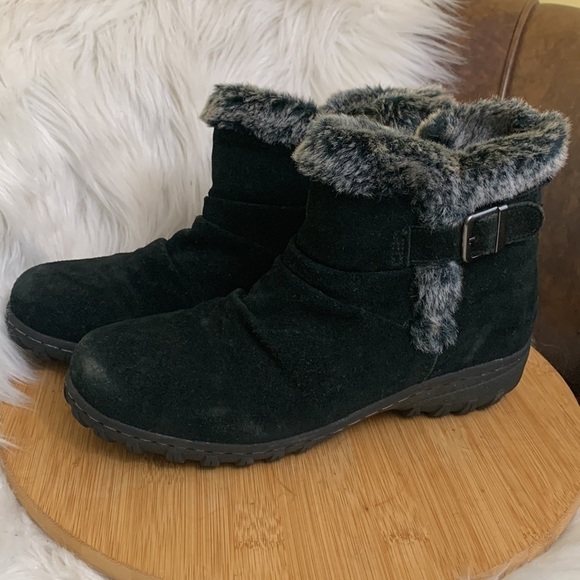 Khombu | Black Suede Zipper Lindsey All Weather Rubber Sole SlipOn Boots 9 - Picture 6 of 17